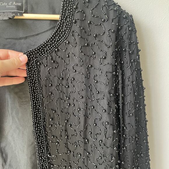 NWT Cote d Azur Evening Formal Silk Beaded Long Sleeve Formal Women’s Size Large - Picture 11 of 11